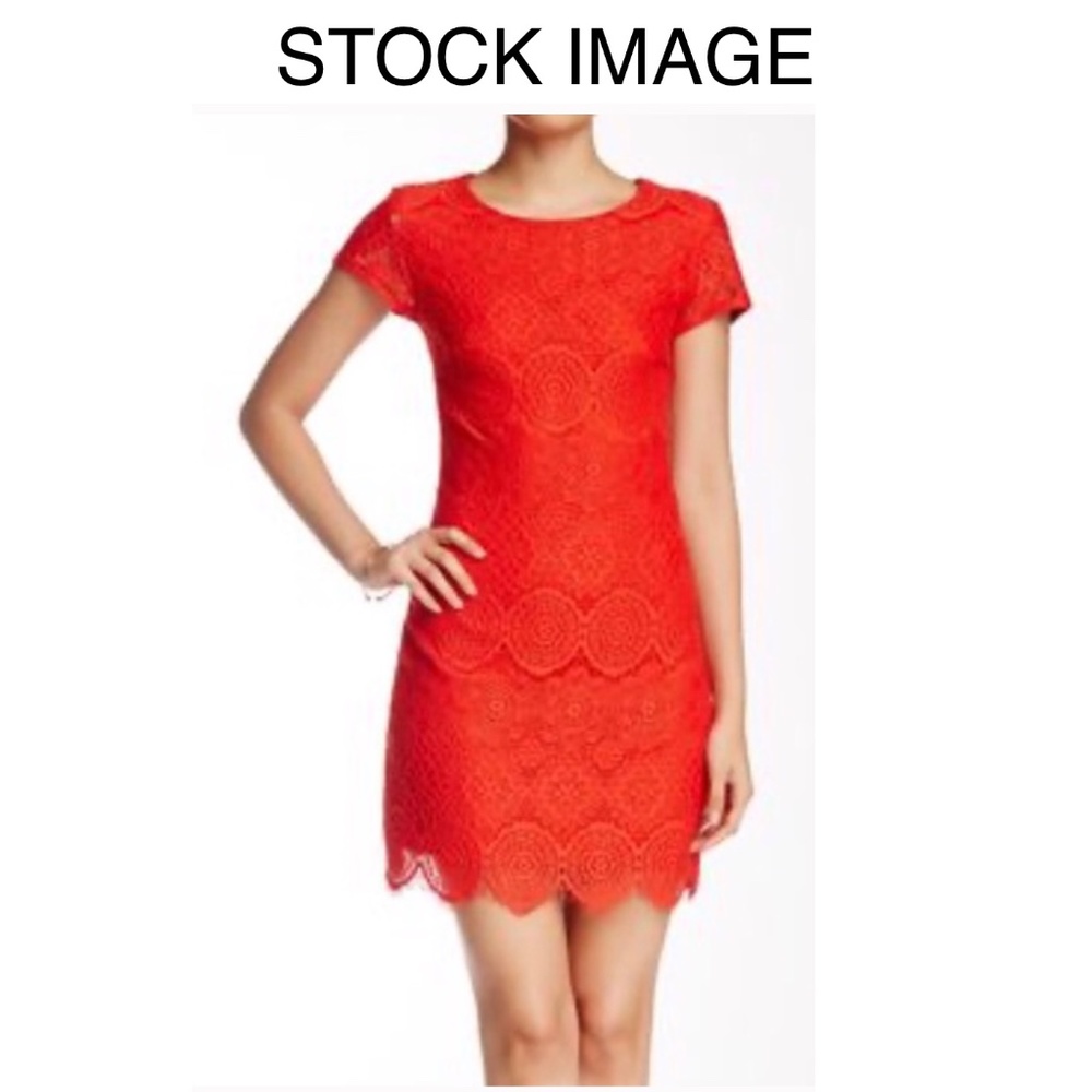 NWT LAUNDRY by SHELLI SEGALL LA Bold Red Crochet Lace Short Dress. NWT! Size 4